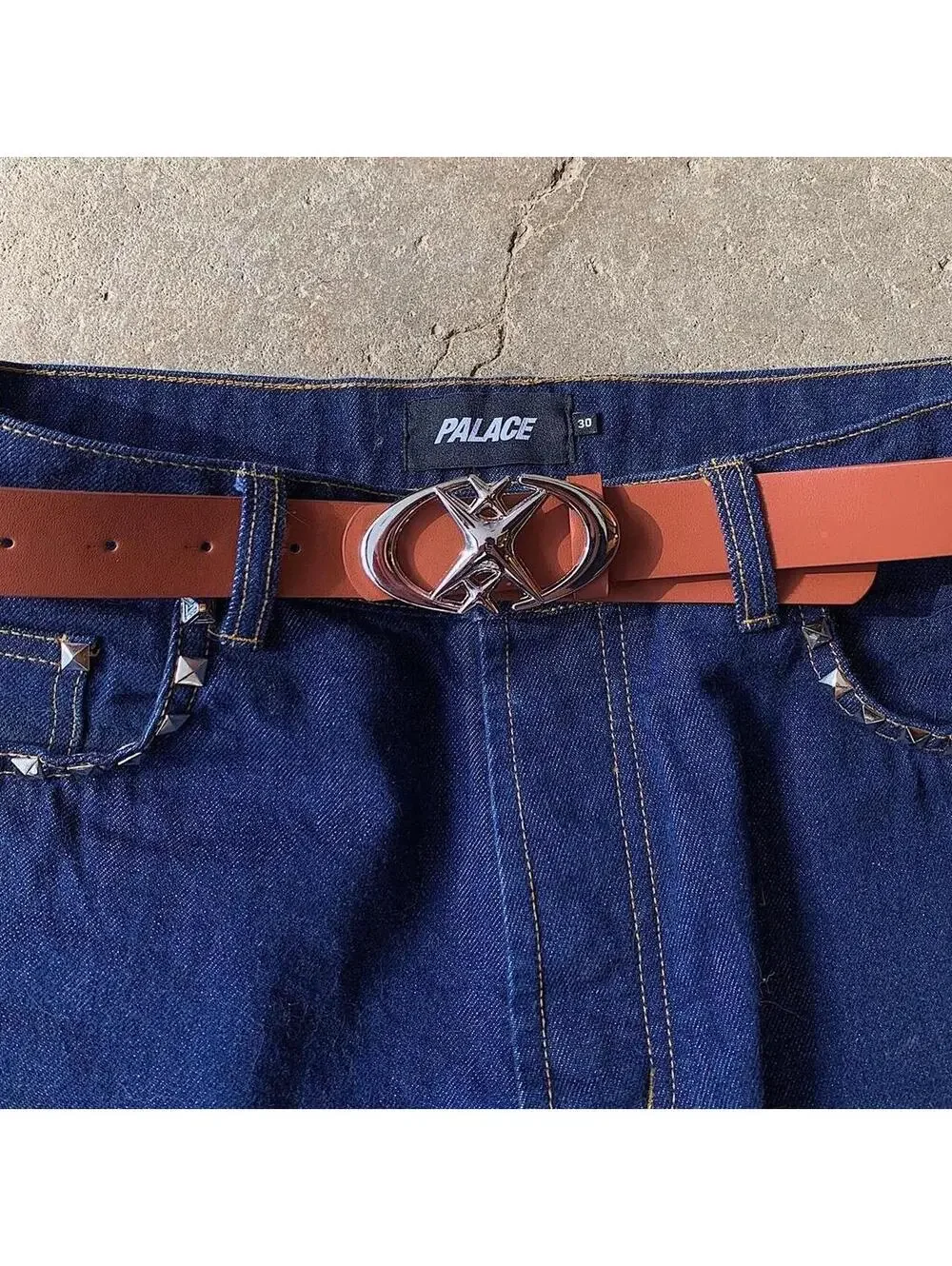 Vintage Y2K Brown Punk Cyber Star Moon Belt